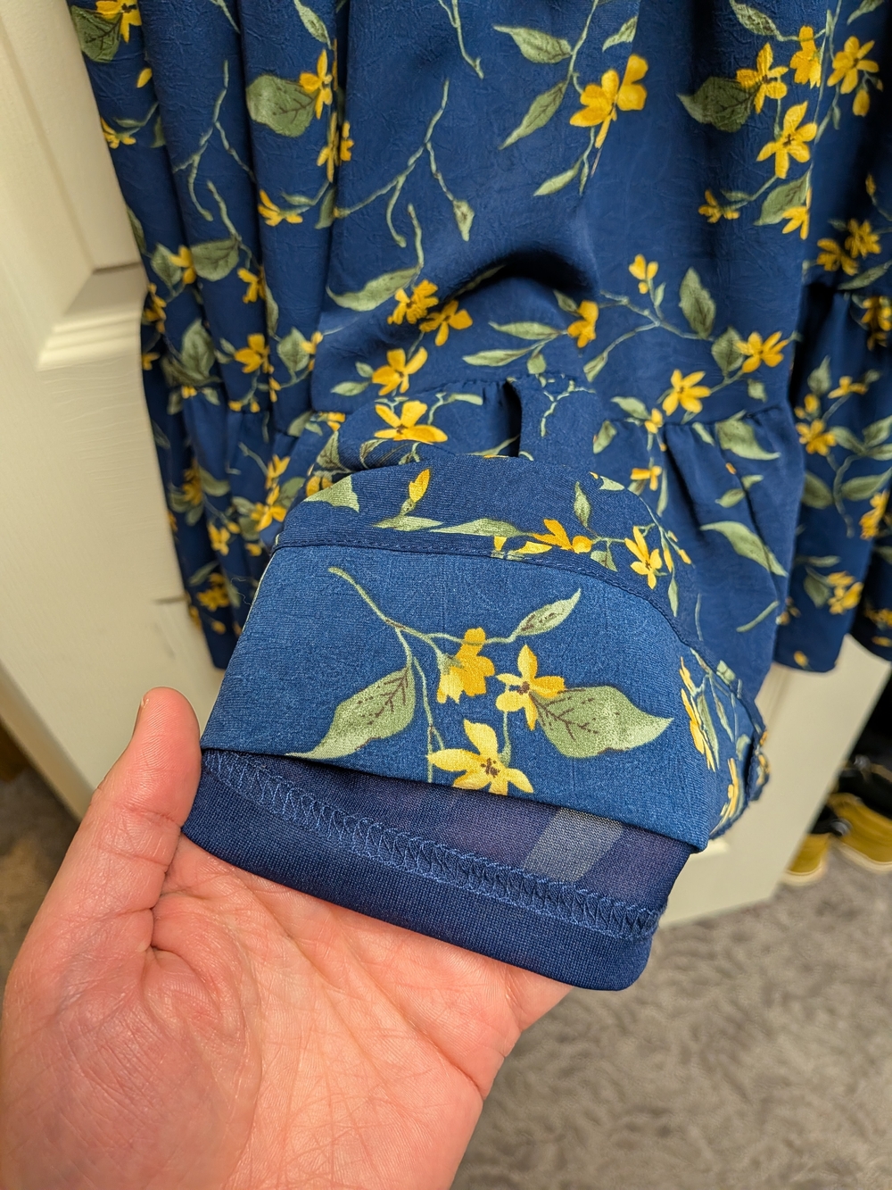 Baltic Born Marta Navy Floral Smocked Dress with Yellow Flowers - Picture 5 of 5